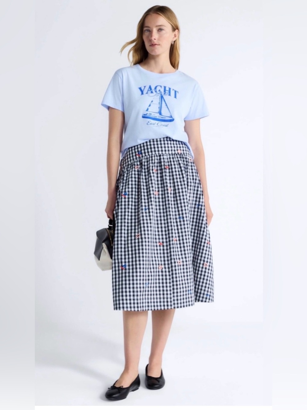 (481) Free Assembly Women's Embroidered Cotton Midi Skirt, with pockets